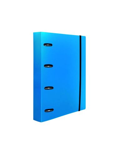 Carpeta Con Recambio Liderpapel A4 Cuadro 5Mm 100 Hojas 80G Polipropileno 4 Anillas 40Mm Azul Translucido