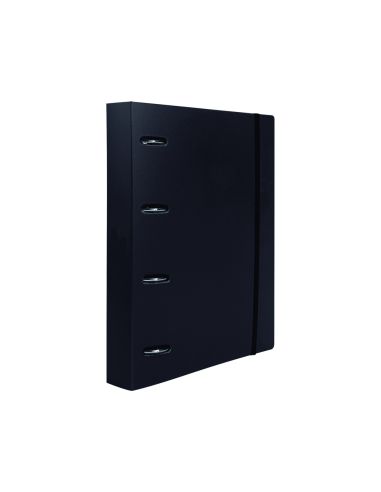 Carpeta Con Recambio Liderpapel A4 Cuadro 5Mm 100 Hojas 80G Polipropileno 4 Anillas 40Mm Negro Opaco