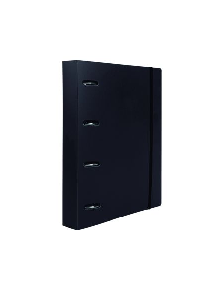 Carpeta Con Recambio Liderpapel A4 Cuadro 5Mm 100 Hojas 80G Polipropileno 4 Anillas 40Mm Negro Opaco