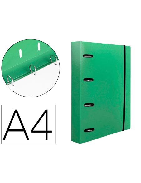 Carpeta Con Recambio Liderpapel A4 Cuadro 5Mm 100 Hojas 80G Polipropileno 4 Anillas 25Mm Color Verde