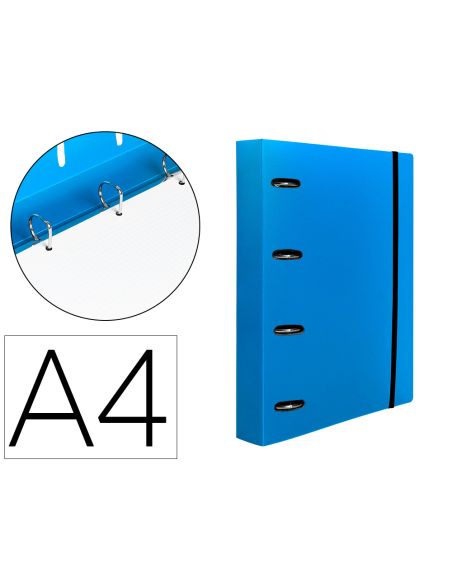 Carpeta Con Recambio Liderpapel A4 Cuadro 5Mm 100 Hojas 80G Polipropileno 4 Anillas Mixtas 25Mm Azul