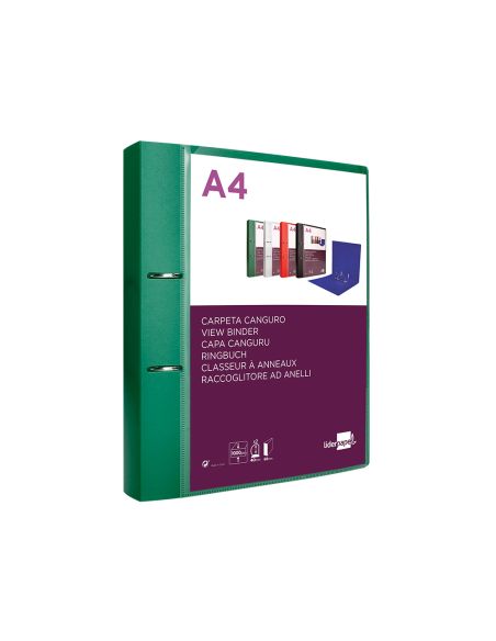 Carpeta Liderpapel Canguro 2 Anillas 40 Mm Mixtas Polipropileno Din A4 Verde Translucido