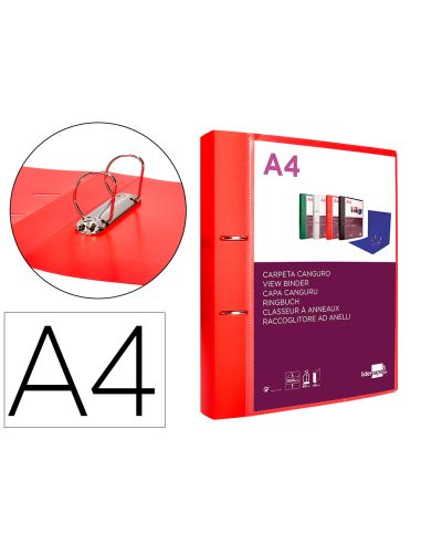 Carpeta Liderpapel Canguro 2 Anillas 40 Mm Mixtas Polipropileno Din A4 Rojo Translucido