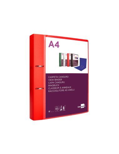 Carpeta Liderpapel Canguro 2 Anillas 40 Mm Mixtas Polipropileno Din A4 Rojo Translucido