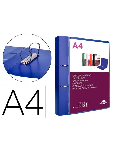 Carpeta Liderpapel Canguro 2 Anillas 40 Mm Mixtas Polipropileno Din A4 Azul Translucido