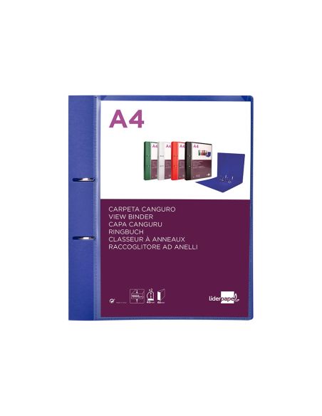 Carpeta Liderpapel Canguro 2 Anillas 40 Mm Mixtas Polipropileno Din A4 Azul Translucido