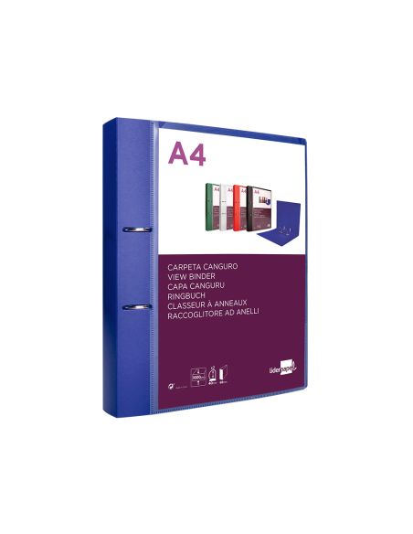 Carpeta Liderpapel Canguro 2 Anillas 40 Mm Mixtas Polipropileno Din A4 Azul Translucido
