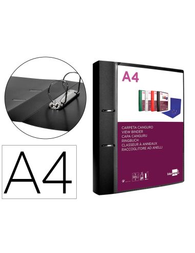 Carpeta Liderpapel Canguro 2 Anillas 40 Mm Mixtas Polipropileno Din A4 Negro Opaco