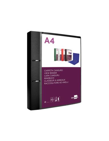 Carpeta Liderpapel Canguro 2 Anillas 40 Mm Mixtas Polipropileno Din A4 Negro Opaco