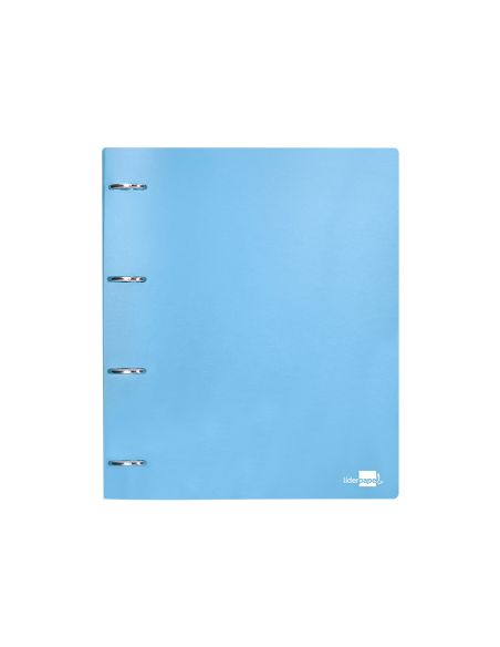 Carpeta Liderpapel 4 Anillas Mixtas 40 Mm Polipropileno Din A4 Celeste Opaco