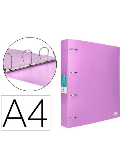 Carpeta Liderpapel 4 Anillas Mixtas 40 Mm Polipropileno Din A4 Lavanda Opaco