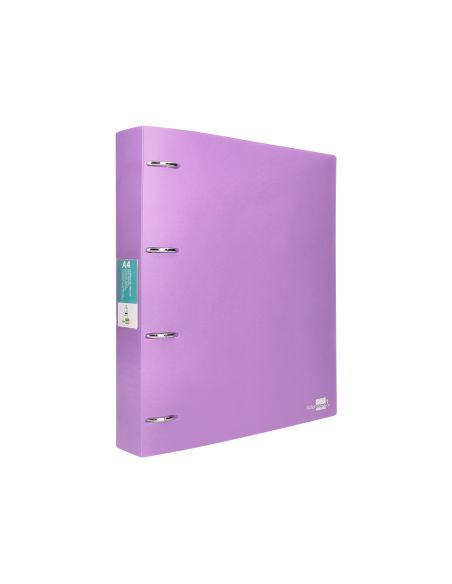 Carpeta Liderpapel 4 Anillas Mixtas 40 Mm Polipropileno Din A4 Lavanda Opaco
