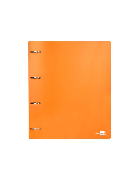 Carpeta Liderpapel 4 Anillas Mixtas 40 Mm Polipropileno Din A4 Naranja Fluor Opaco