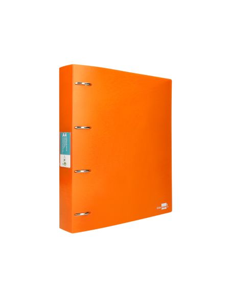 Carpeta Liderpapel 4 Anillas Mixtas 40 Mm Polipropileno Din A4 Naranja Fluor Opaco