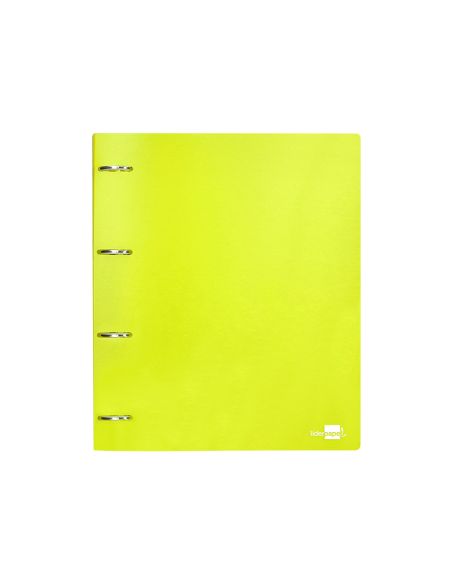 Carpeta Liderpapel 4 Anillas Mixtas 40 Mm Polipropileno Din A4 Amarillo Fluor Opaco
