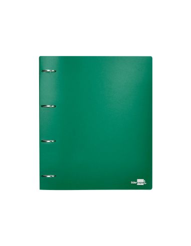 Carpeta Liderpapel 4 Anillas Mixtas 40 Mm Polipropileno Din A4 Verde Translucido