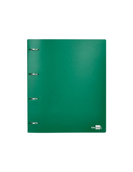 Carpeta Liderpapel 4 Anillas Mixtas 40 Mm Polipropileno Din A4 Verde Translucido