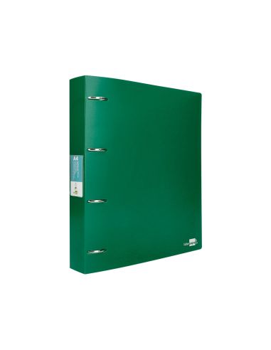 Carpeta Liderpapel 4 Anillas Mixtas 40 Mm Polipropileno Din A4 Verde Translucido