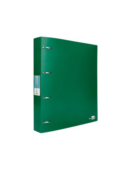 Carpeta Liderpapel 4 Anillas Mixtas 40 Mm Polipropileno Din A4 Verde Translucido