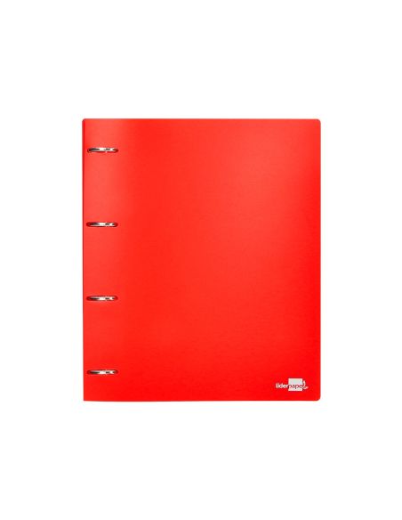 Carpeta Liderpapel 4 Anillas Mixtas 40 Mm Polipropileno Din A4 Rojo Translucido