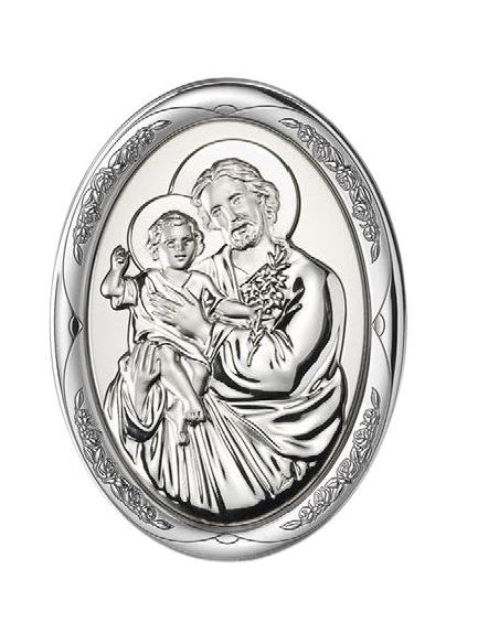 Medalla Cuna Plata Oval Rosa 8X11Cm San Jose 2583