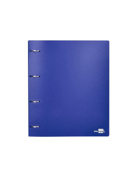 Carpeta Liderpapel 4 Anillas Mixtas 40 Mm Polipropileno Din A4 Azul Translucido