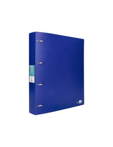 Carpeta Liderpapel 4 Anillas Mixtas 40 Mm Polipropileno Din A4 Azul Translucido