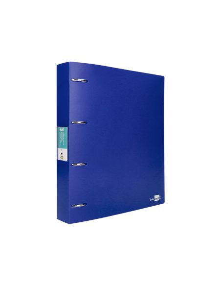 Carpeta Liderpapel 4 Anillas Mixtas 40 Mm Polipropileno Din A4 Azul Translucido