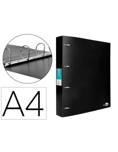 Carpeta Liderpapel 4 Anillas 40 Mm Mixtas Polipropileno Din A4 Negro Opaco