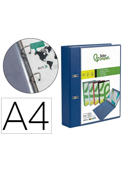 Carpeta Liderpapel Canguro 2 Anillas 25 Mm Mixtas Polipropileno Din A4 Azul Translucido