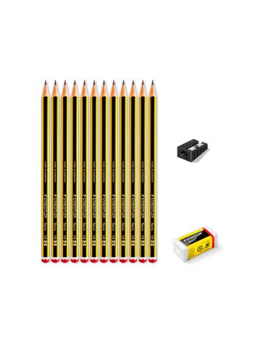 Lapices De Grafito Staedtler Noris N.2 Hb Blister Promocional 120 Aniversario De12 Uds + Afilalapiz + Goma