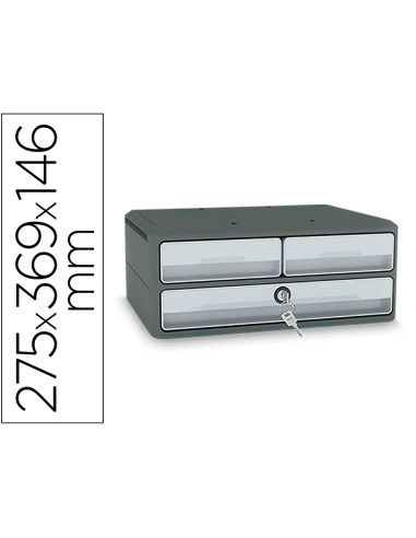 Fichero Cajones De Sobremesa Cep Moov Up Reciclado 80% Con Cerradura Reciclado 80% 3 Cajones Color Gris