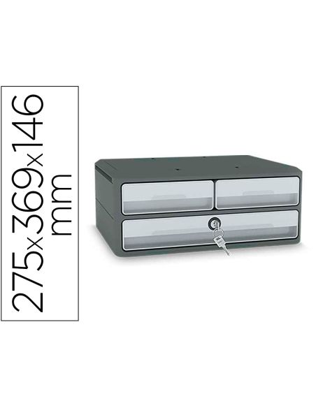 Fichero Cajones De Sobremesa Cep Moov Up Reciclado 80% Con Cerradura Reciclado 80% 3 Cajones Color Gris