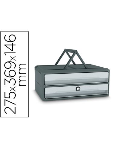 Fichero Cajones De Sobremesa Cep Moov Up Reciclado 80% Con Cerradura Reciclado 80% 2 Cajones Color Gris
