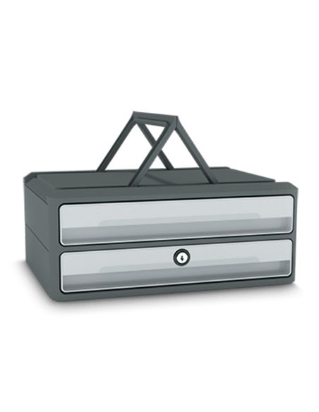 Fichero Cajones De Sobremesa Cep Moov Up Reciclado 80% Con Cerradura Reciclado 80% 2 Cajones Color Gris