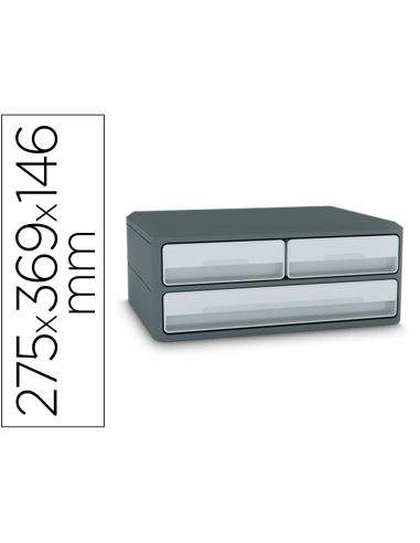 Fichero Cajones De Sobremesa Cep Moov Up Reciclado 80% 3 Cajones Color Gris 275X369X146 Mm