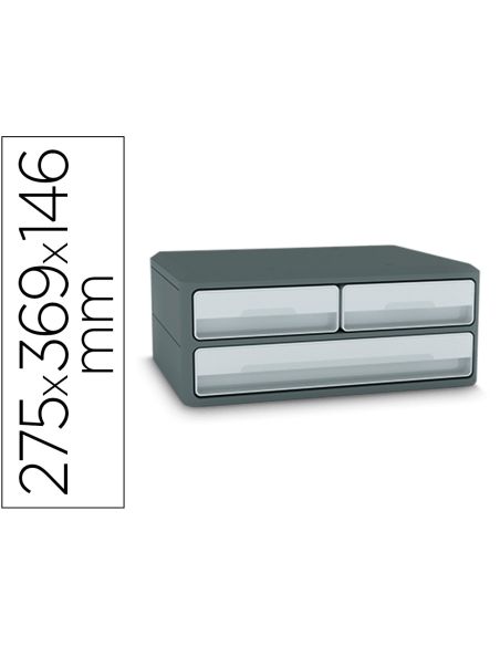 Fichero Cajones De Sobremesa Cep Moov Up Reciclado 80% 3 Cajones Color Gris 275X369X146 Mm