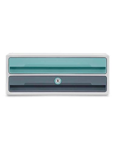 Fichero Cajones De Sobremesa Cep Moov Up Reciclado 80% Con Cerradura 2 Cajones Color Azul/Gris 275X369X146 Mm