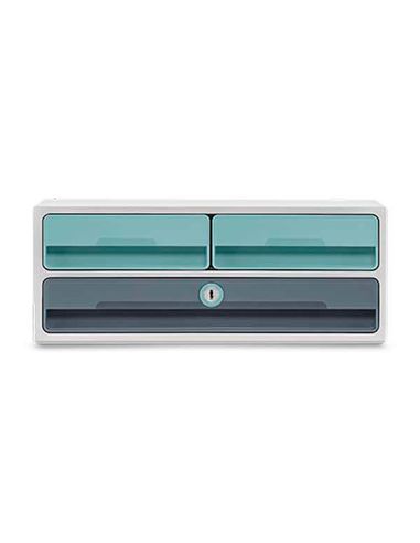 Fichero Cajones De Sobremesa Cep Moov Up Reciclado 80% Con Cerradura 3 Cajones Color Azul/Gris 275X369X146 Mm