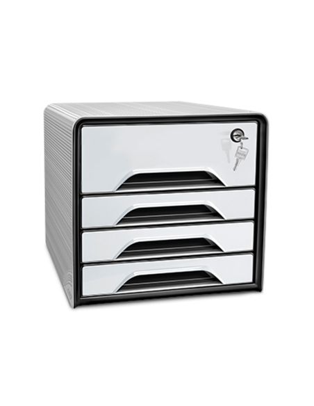 Fichero Cajones De Sobremesa Cep Smoove Secure Con Cerradura 4 Cajones Color Blanco/Negro 288X360X270 Mm