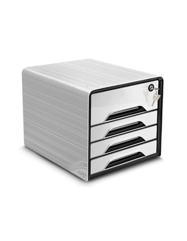 Fichero Cajones De Sobremesa Cep Smoove Secure Con Cerradura 4 Cajones Color Blanco/Negro 288X360X270 Mm