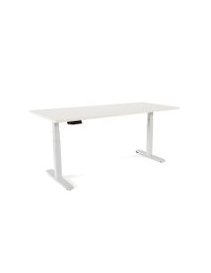 Mesa Rocada Regulable En Altura Electricamente Hasta 129 Cm Estructura De Acero Tablero 180 Cm Color Blanco