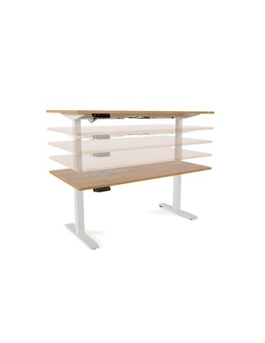 Mesa Rocada Regulable En Altura Electricamente Hasta 129 Cm Estructura De Acero Tablero 180 Cm Color Blanco