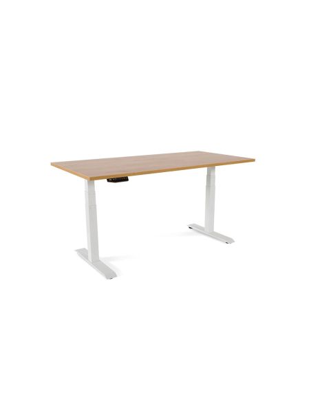 Mesa Rocada Regulable En Altura Electricamente Hasta 129 Cm Estructura De Acero Tablero 160 Cm Color Roble