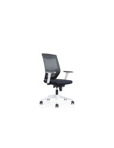 Silla Rocada De Oficina Con Brazos Regulables Y Respaldo Malla Negro Tapizada En Tela Ignifuga Negro Color Blanco