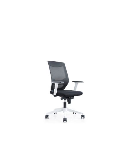 Silla Rocada De Oficina Con Brazos Regulables Y Respaldo Malla Negro Tapizada En Tela Ignifuga Negro Color Blanco