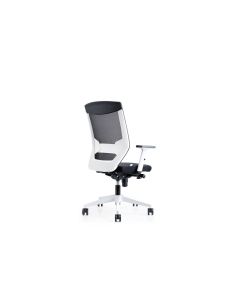 Silla Rocada De Oficina Con Brazos Regulables Y Respaldo Malla Negro Tapizada En Tela Ignifuga Negro Color Blanco 2