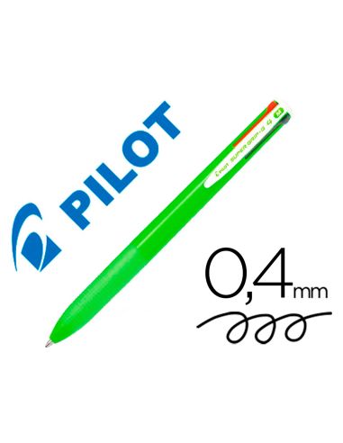 Boligrafo Pilot Super Grip G 4 Colores Retractil Sujecion De Caucho Tinta Base De Aceite Cuerpo Color Verde