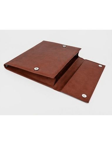 Carpeta Portadocumentos Q-Connect Artesania Piel Sintetica Doble Cierre Iman Color Cuero 260X235X35 Mm