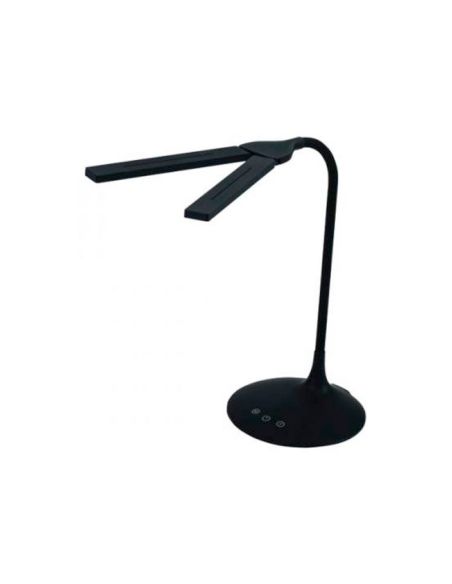 Lampara De Escritorio Archivo 2000 Led 6W 280Lm Doble Cabezal Brillo Regulable 2 Niveles Color Recargable Negro